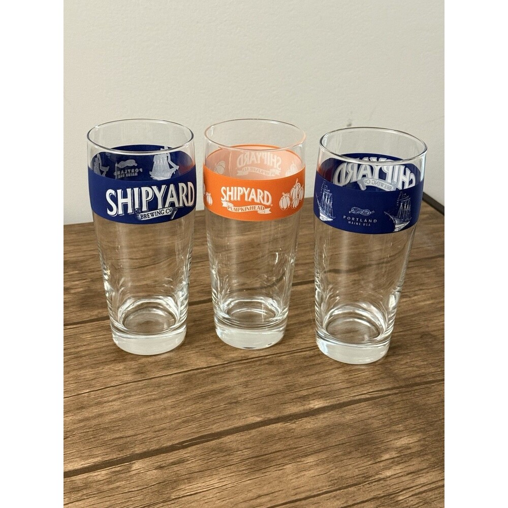 Shipyard Brewing Co. Beer Glass Portland Maine | Set Of 3 | Pumpkin head